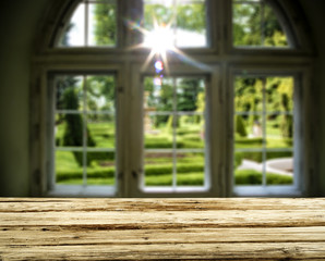 Desk of free space and spring window 