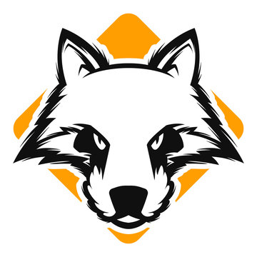 angry fox head black and white esports logo vector illustration