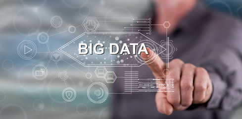 Man touching a big data concept