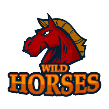 angry horse head mascot esports logo illustration