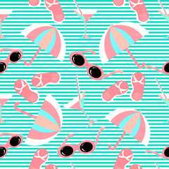 beach stuff fashion  seamless colorful flat pattern background isolated