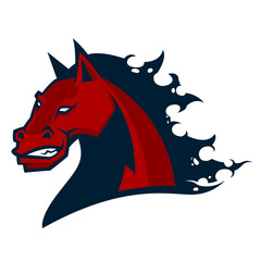 angry horse head mascot esports logo illustration