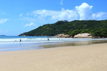 Praia tropical, praia de Canto Grande, Mariscal, cidade de Bombinhas, estado de Santa Catarina, Brasil 