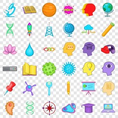 Creative idea icons set. Cartoon style of 36 creative idea vector icons for web for any design