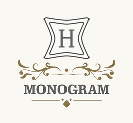 Retro Royal Vintage Shield Logotype. Vector calligraphyc Luxury logo design elements