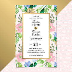 wedding invitation card with elegant floral background
