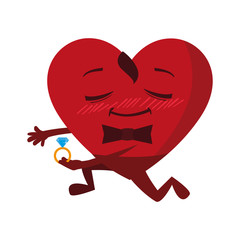 heart male with engagement ring kawaii character