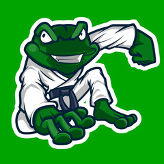 frog martial arts mascot sports logo illustration