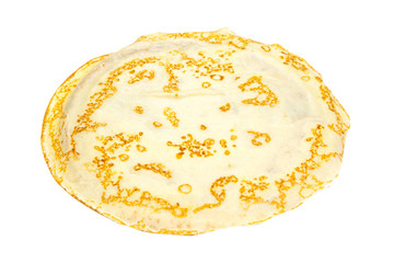 Tasty Thin Pancake Isolated on White Background. Fresh Homemade Crepes