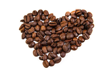 heart collected from coffee beans. Love. Valentine's Day