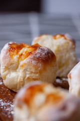Fresh baked bread cut