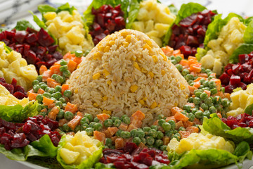 Dish with traditional Moroccan mixed salad