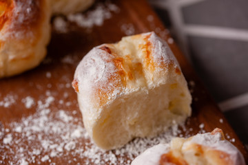 Fresh baked bread cut