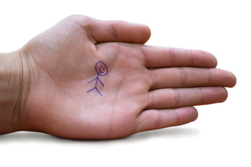 Childs hand with a secret symbol