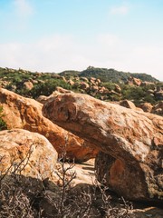 The valley of rocks, boulders strewn all over, California