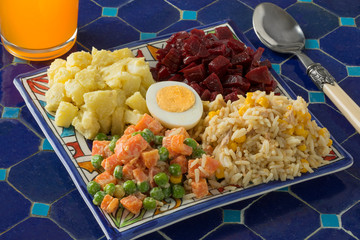 Dish with traditional Moroccan mixed salad