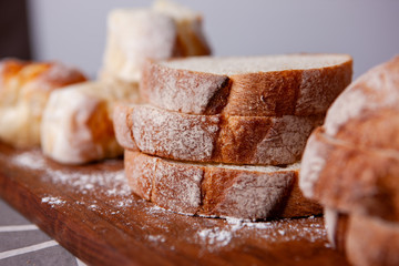 Fresh baked bread cut