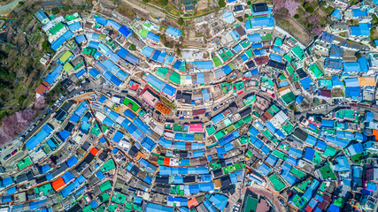 Gamcheon Culture Village, Busan, South Korea, Aerial top view Gamcheon Culture Village.
