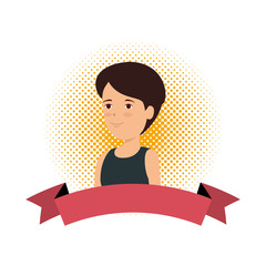 beautiful woman with ribbon frame