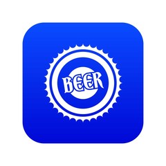 Beer bottle cap icon digital blue for any design isolated on white vector illustration