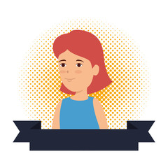 beautiful woman with ribbon frame