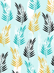 Abstract leaves pattern, jungle background, vector illustration