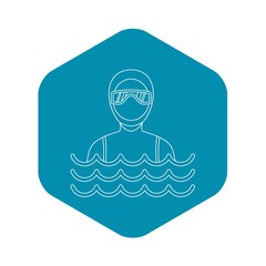 Man in a diving suit icon. Outline illustration of man in a diving suit vector icon for web