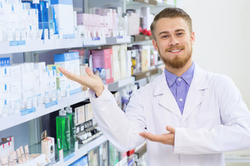 Professional pharmacist at the drugstore