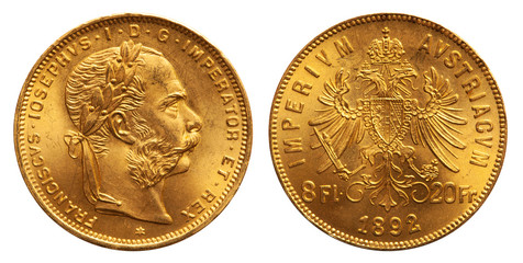 Österreich Gold Münze 8 Florin 20 Franken 1892
