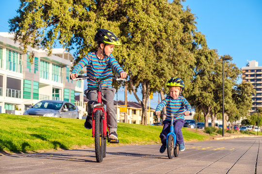 Children riding bicycles in Glenelg