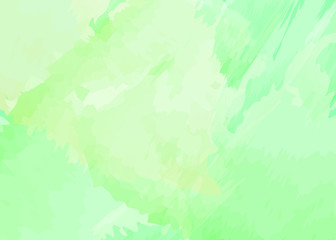 Fototapeta na wymiar Green watercolor background with light yellow hue. Abstract creative design with pastel colors. Vector illustration.