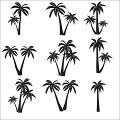  Set of silhouettes of Palms