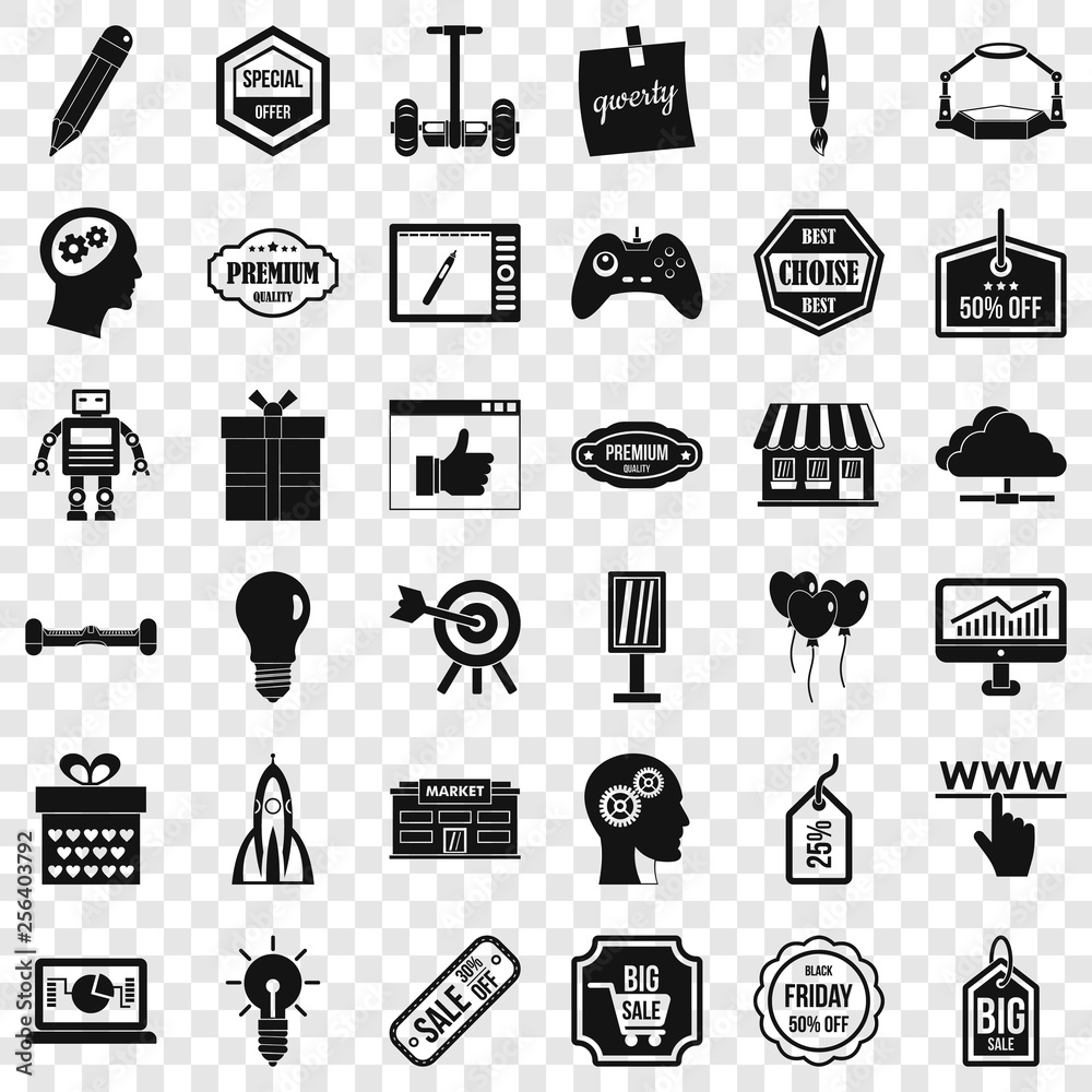 Poster best idea icons set. simple style of 36 best idea vector icons for web for any design
