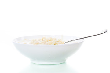 homemade sweet noodles with milk in a plate