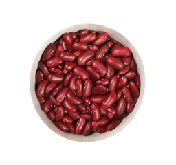 Raw red beans in bowl isolated on white background 