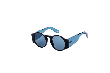 Fototapeta premium Sunglasses with blue glasses on an isolated white background