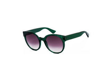 Fototapeta premium Sunglasses with purple glasses on an isolated white background