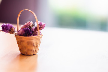 Fototapeta na wymiar Basket spring flower flora beautiful nature with blur background