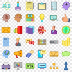 Creative marketing icons set. Cartoon style of 36 creative marketing vector icons for web for any design