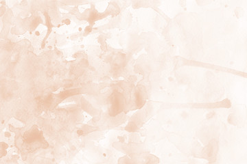 Orange spring watercolor texture with abstract washes and brush strokes on the white paper background. Chaotic abstract organic design.