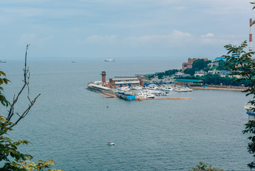 Russia, Vladivostok city, August 18, 2015, sea, coast, city