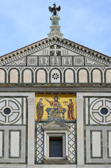 Detail of the facade of the church of San Miniato in Florence. Italy.