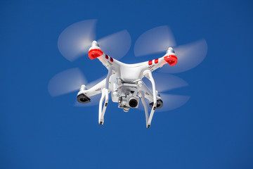 Drone flying on clear day