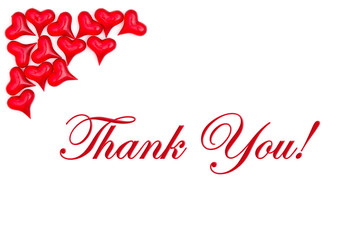 Fototapeta na wymiar Thank you message with red hearts