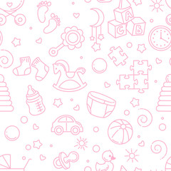 Seamless linear pattern. Baby  accessories.