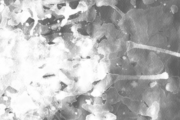 Silver spring watercolor texture with abstract washes and brush strokes on the white paper background. Chaotic abstract organic design.