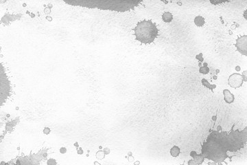 Silver spring watercolor texture with abstract washes and brush strokes on the white paper background. Chaotic abstract organic design.