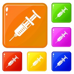 Immunization syringe icons set collection vector 6 color isolated on white background