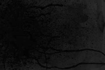 Black watercolor texture with abstract washes and brush strokes on the white paper background. Chaotic abstract organic design.