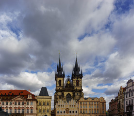 Fototapeta na wymiar Prague cityscape on a cloudy day